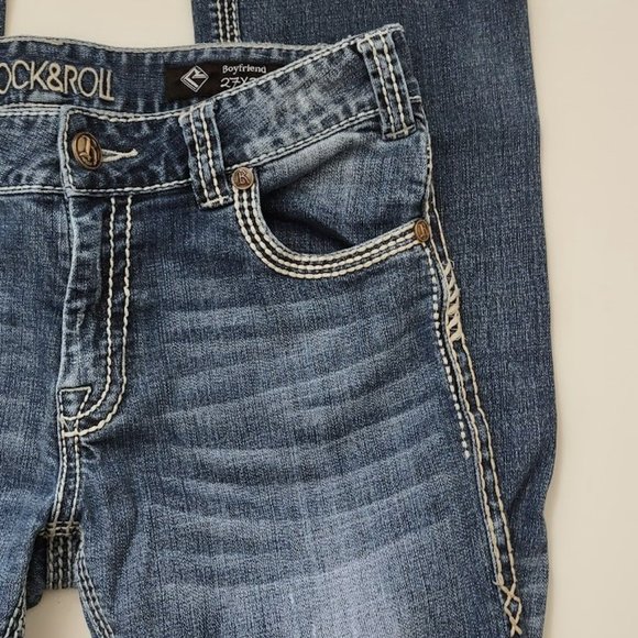 Rock & Roll Cowgirl Jeans Low Rise Med Wash Embroidery Detail - Picture 3 of 13